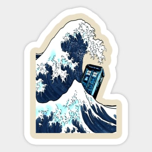 Blue phone box VS the great wave Sticker